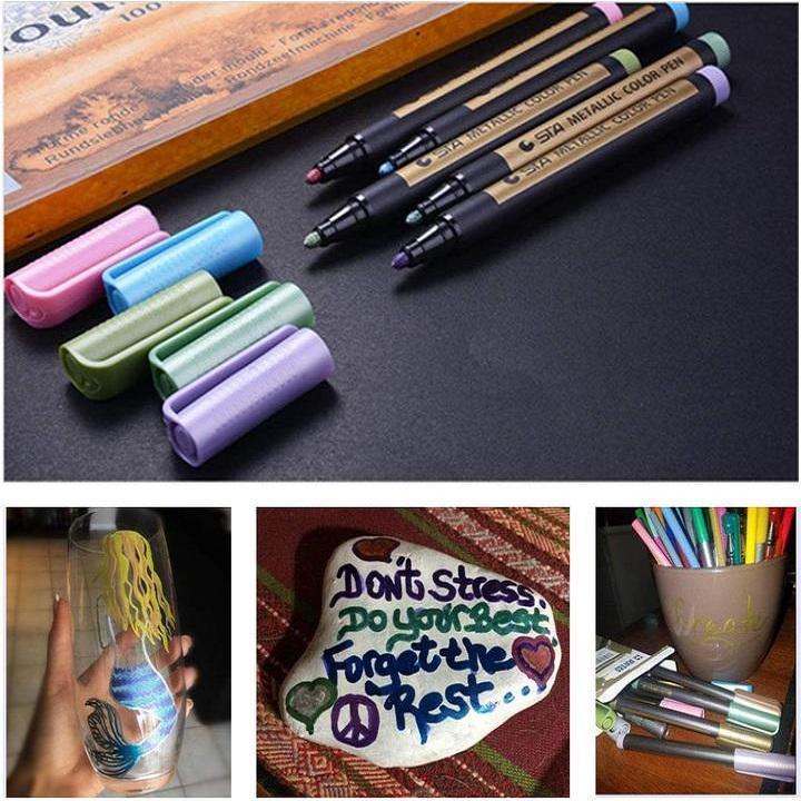 Farverige og sikre Paint Marker-penne, 10 fyldige farver med en præcis 2-3 mm spids.