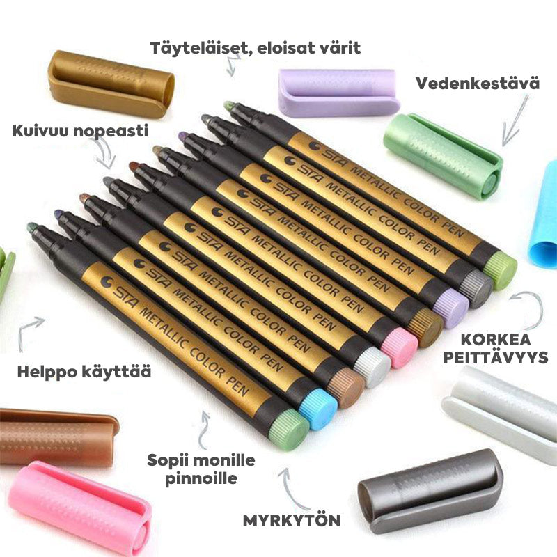 Farverige og sikre Paint Marker-penne, 10 fyldige farver med en præcis 2-3 mm spids.