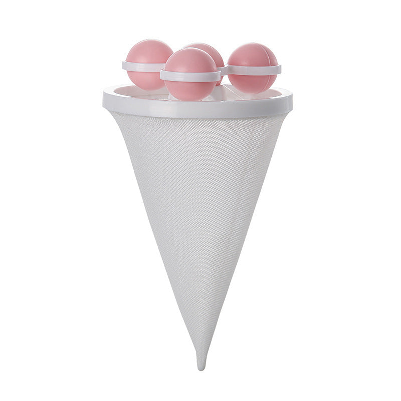 Farverige polymer vaskemaskine fnugfiltre i lilla, blå og pink holder tøjet fnugfrit.