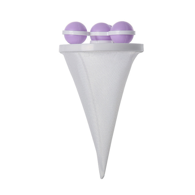 Farverige polymer vaskemaskine fnugfiltre i lilla, blå og pink holder tøjet fnugfrit.