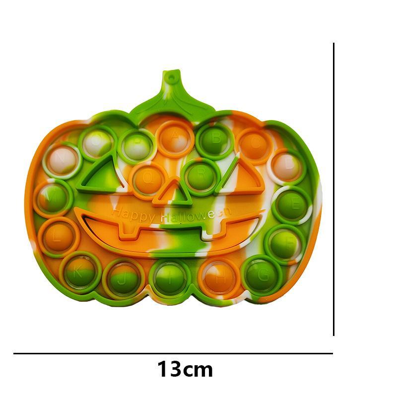 Farverigt Halloween Pop-it legetøj til børn, med orange, grønne og lyserøde bobler til at trykke.