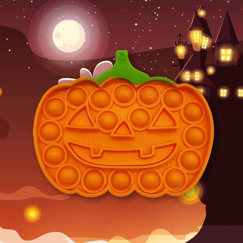Farverigt Halloween Pop-it legetøj til børn, med orange, grønne og lyserøde bobler til at trykke.