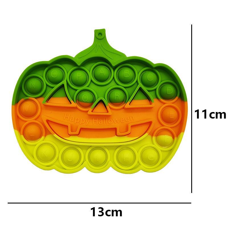 Farverigt Halloween Pop-it legetøj til børn, med orange, grønne og lyserøde bobler til at trykke.