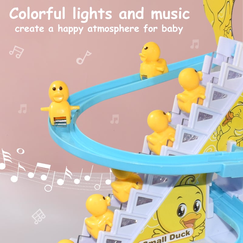 Värikäs LED-ankkalelu lapsille, vilkkuvat valot ja musiikki, turvallinen ABS-muovi, kehittää leikkitaitoja.