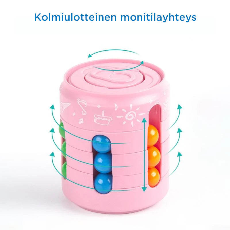 Farverigt Taikatölkki stresslegetøj til børn og voksne. Sort, orange og blå ABS-plast, inkluderer en halsrem.