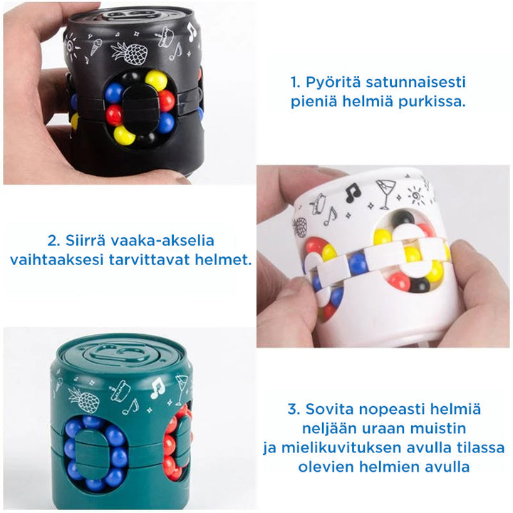 Farverigt Taikatölkki stresslegetøj til børn og voksne. Sort, orange og blå ABS-plast, inkluderer en halsrem.