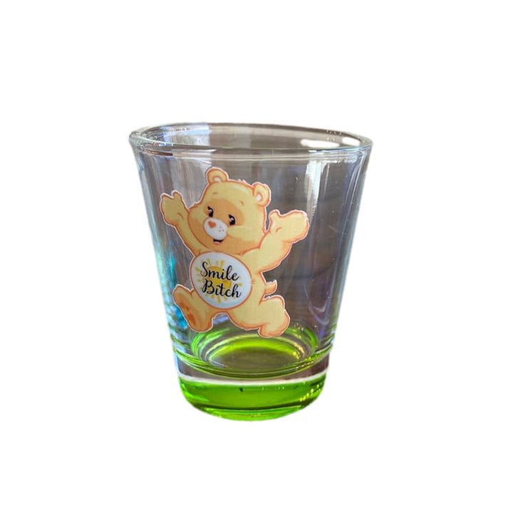 Farverigt bjørne-shotsglas, unisex glas, sjovt design, velegnet til drikkevarer, 1,6 ounce kapacitet, seks stykker.