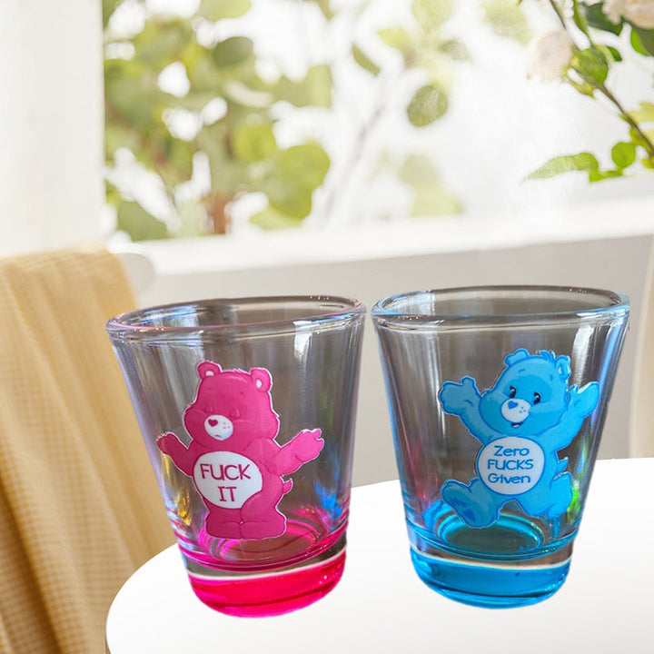Farverigt bjørne-shotsglas, unisex glas, sjovt design, velegnet til drikkevarer, 1,6 ounce kapacitet, seks stykker.