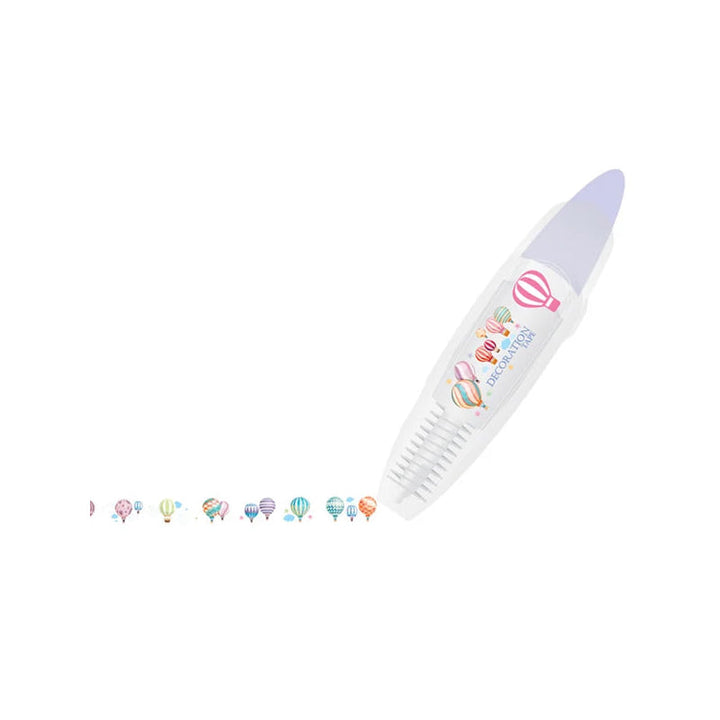 Farverig dekorativ tape-pen til hobbybrug, med uglemotiv og alfabeter, velegnet til dekoration af bøger og kort.