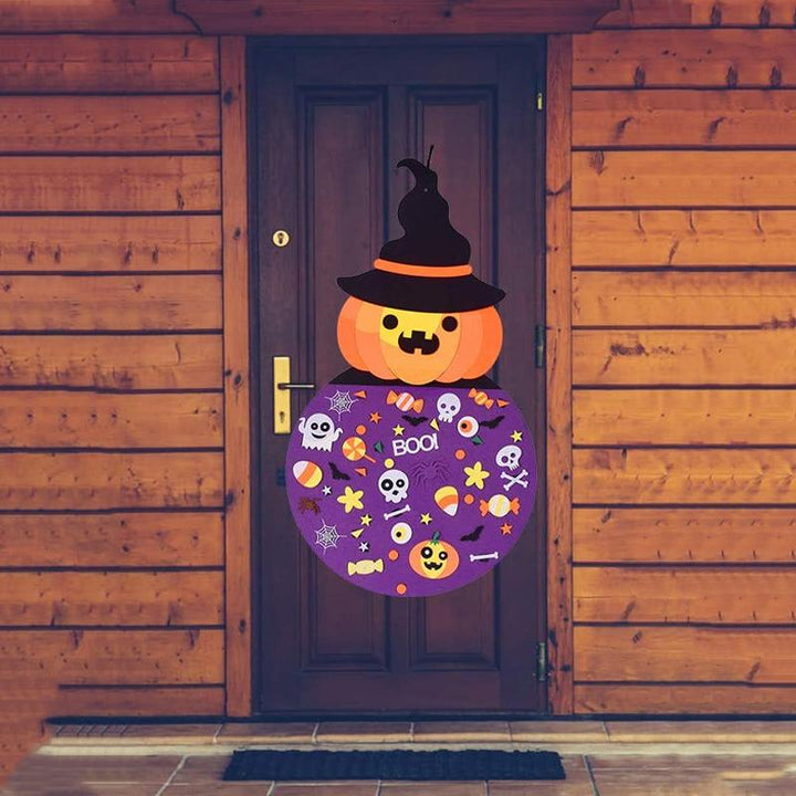 Farverigt børne Halloween filt håndværksæt, græskar og hekse motiver i lilla nuancer