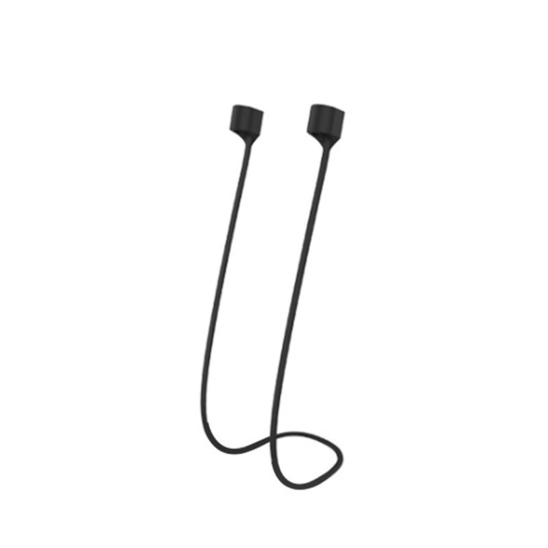 Multifarvet magnetisk Airpods-halsrem i silikone, tilgængelig i fire farver: mint, sort, pink og hvid.
