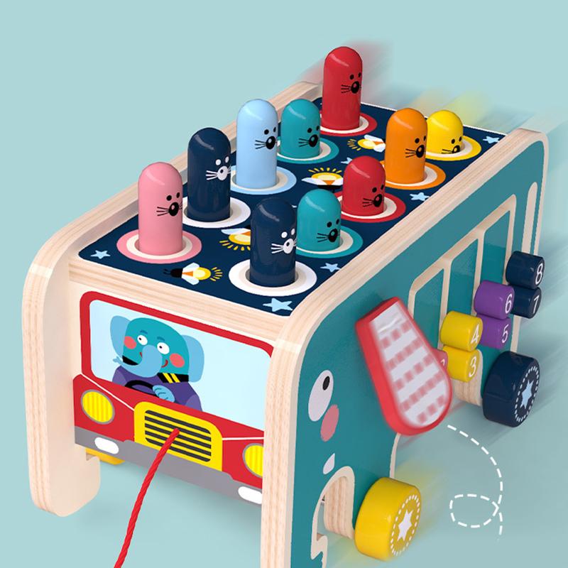 Farverigt træ Whack-a-Mole spil for børn, udviklende legetøj med tallabyrint, forbedrer koordination og kreativitet.