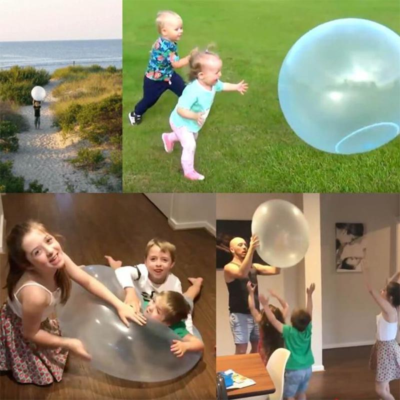 Farverig oppustelig boblebold, holdbart TPR-materiale, til børns sommerleg, fås i pink, grøn, blå.