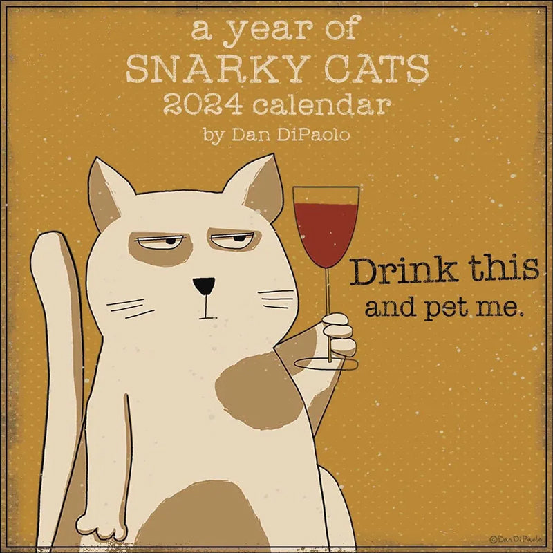 2024 Sinneløse Katte Vægkalender, farverige kattebilleder, humor, miljøvenligt materiale, rummelig planlægning