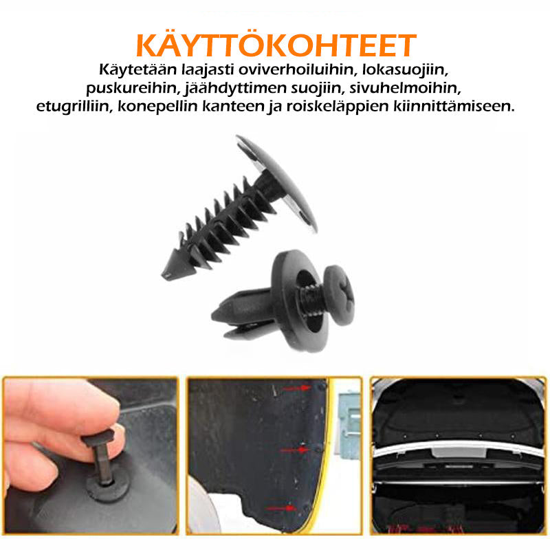 Universelle, holdbare nylon plastik klips til bilers kofangere og skærme, i flere forskellige størrelser.