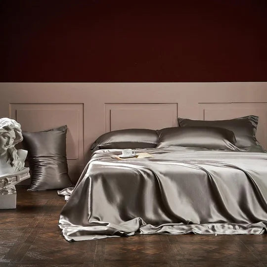 "Ylellinen 25 Momme silkki vuodevaatesetti, vaaleanpunainen sävy, hypoallergeeninen, 100% Mulberry-silkki, sopii herkälle iho