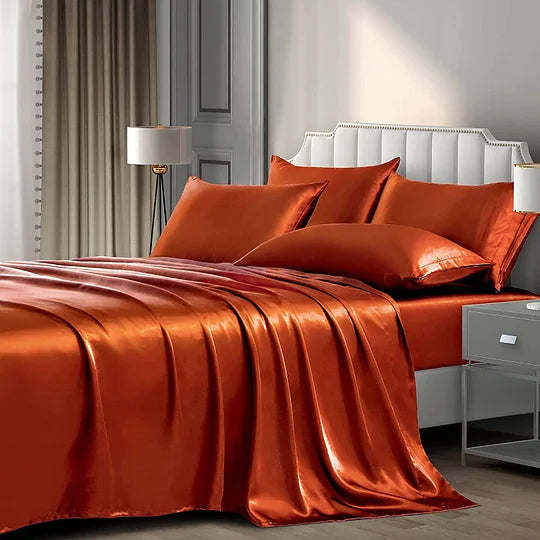 "Ylellinen 25 Momme silkki vuodevaatesetti, vaaleanpunainen sävy, hypoallergeeninen, 100% Mulberry-silkki, sopii herkälle iho