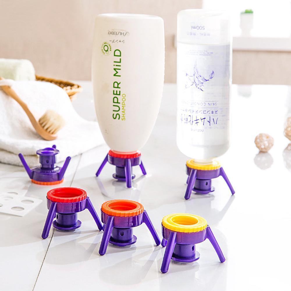 Flaskeholder til opspildningsfri brug, 6 stk. sæt til køkkenet, alsidig, sort plastik, passer til de fleste flasker, BPA-fri, genanvendelig