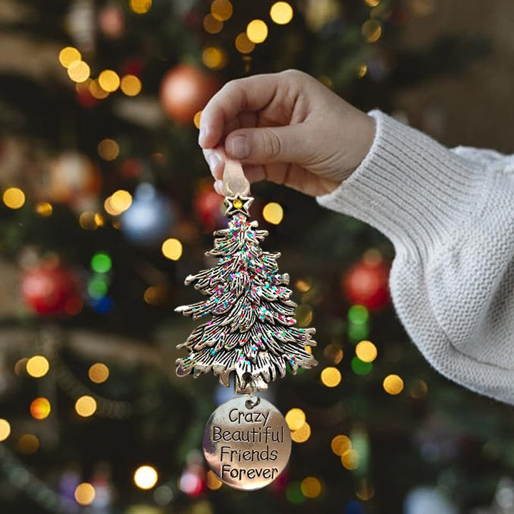 Venskabs juletræsdekoration, ornament i juletræsform, dekorativt mønster, let, symboliserer venskabets skønhed, perfekt gave.