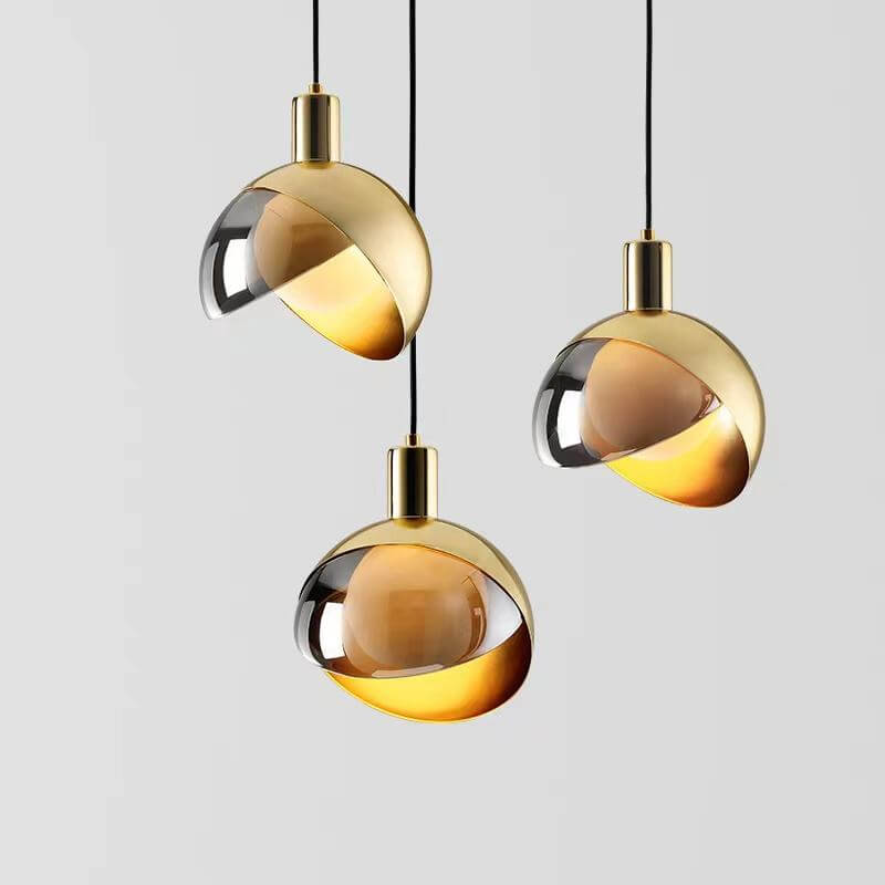 Moderne gylden glas pendellampe