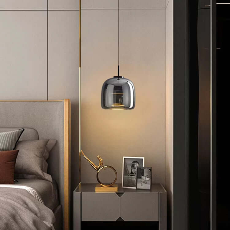 Moderne sort glas loftlampe