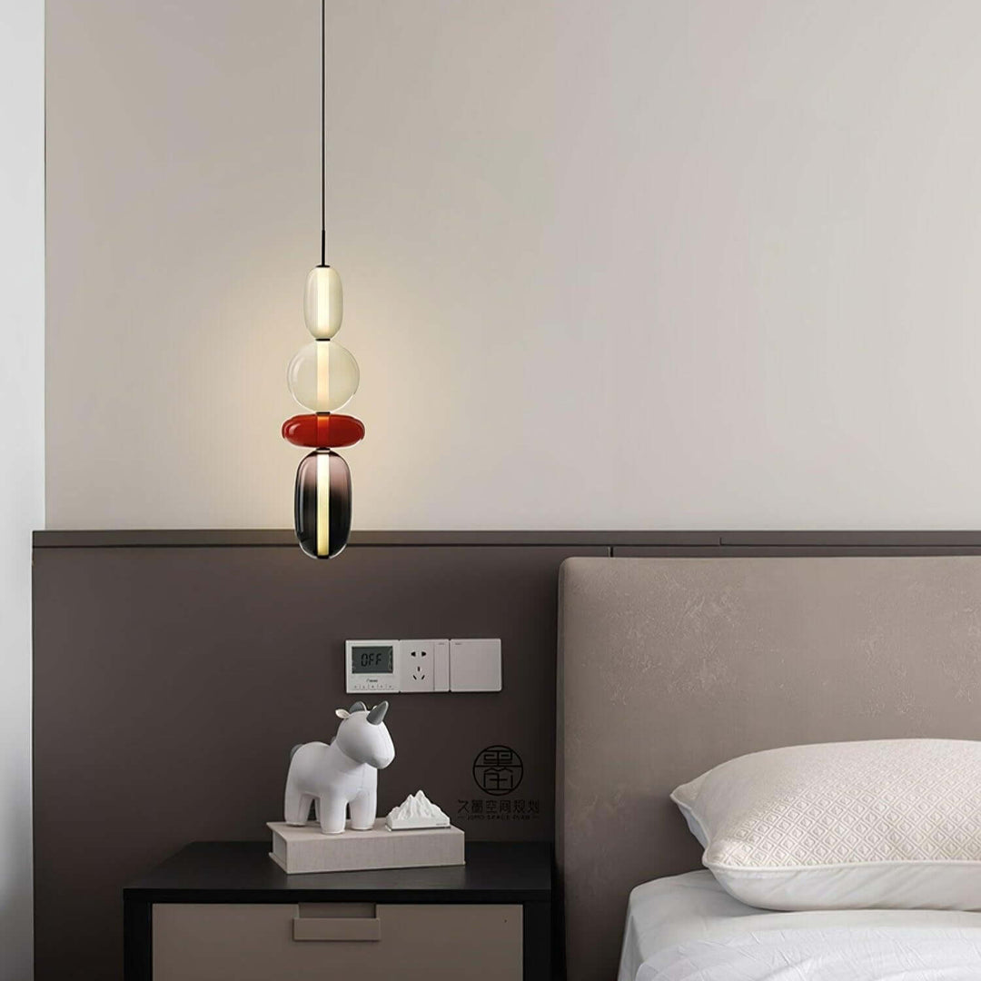 Moderne farverig glaspendellampe