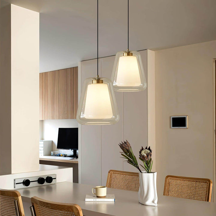 Moderne Pendel Lampe - Guld og Gennemsigtig