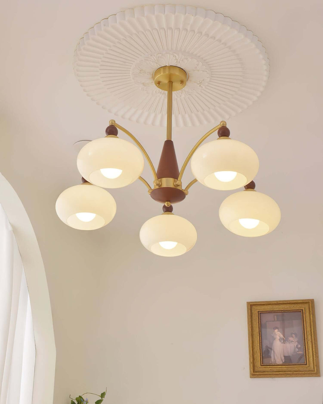 Retro loftlampe, 5 lyskilder størrelse 76cm