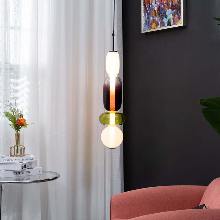 Moderne farverig glaspendellampe