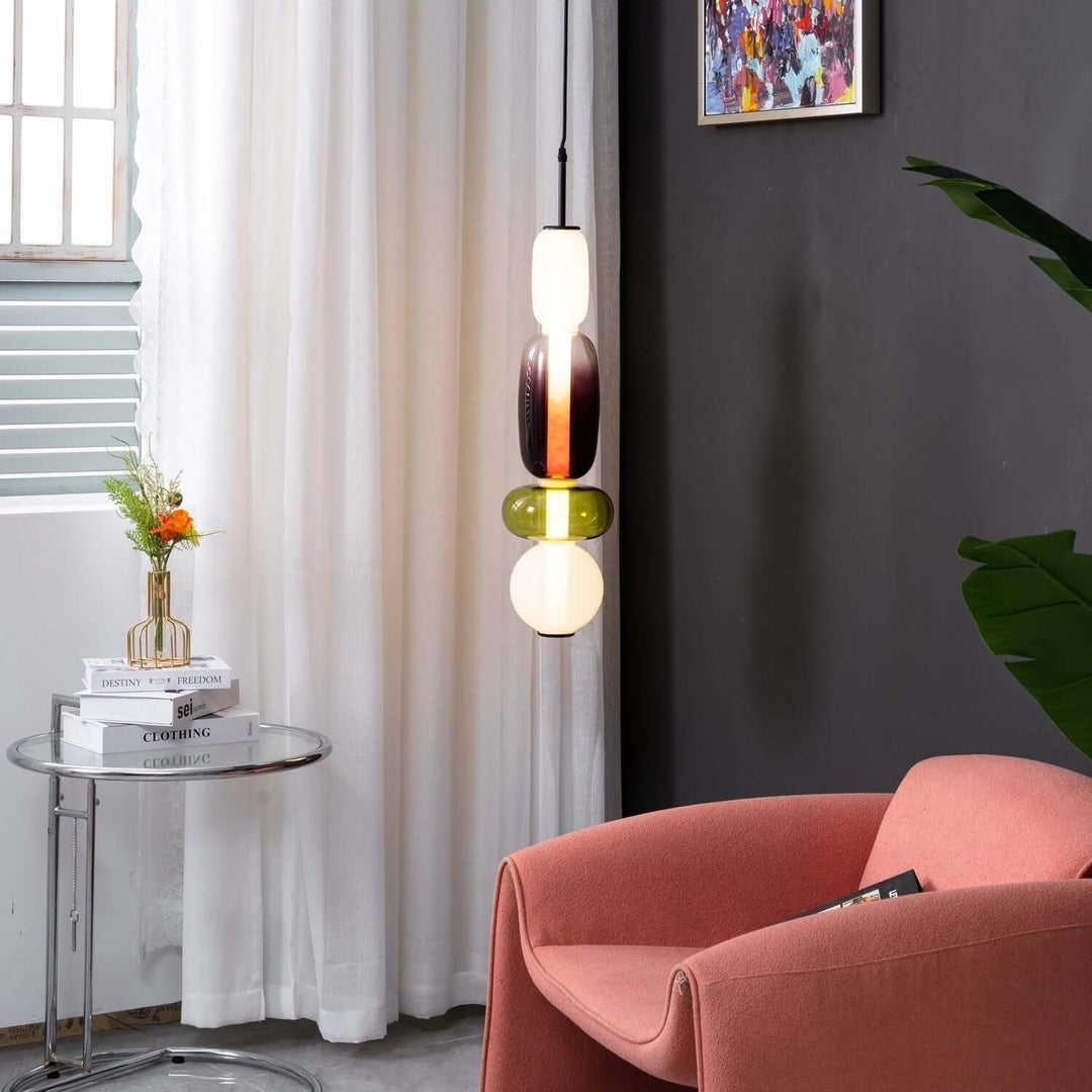 Moderne farverig glaspendellampe