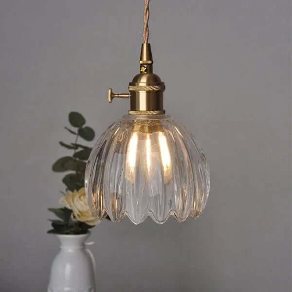 Retro glasblomsterlampe i japansk stil