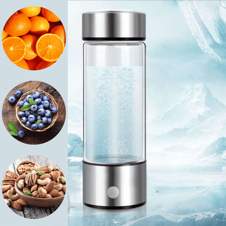 Elegant brintvandflaske for sund hud, antioxidantbeskyttelse og wellness.