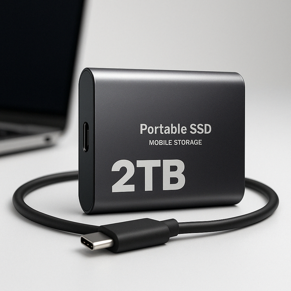 Bærbar ekstern SSD til lynhurtig datalagring for PC og laptop, ideel til backup.