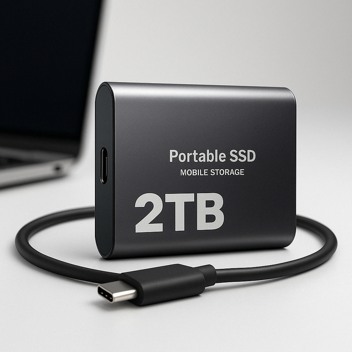 Bærbar ekstern SSD til lynhurtig datalagring for PC og laptop, ideel til backup.