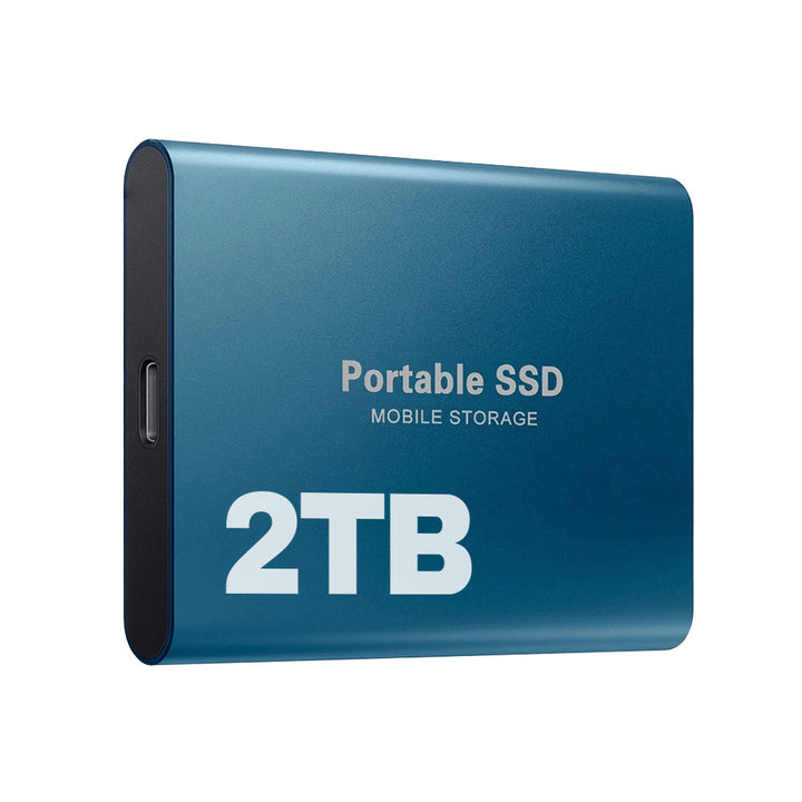 2TB bærbar ekstern SSD (rød) for lynhurtig datalagring, nemt at tilslutte med USB-C.