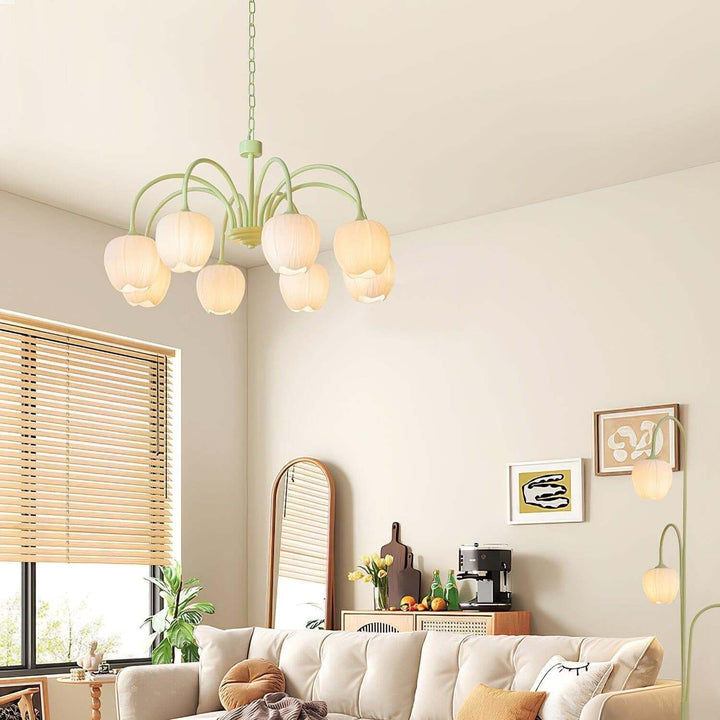 Elegant loftlampe med 5 lyskilder i matcha-stil