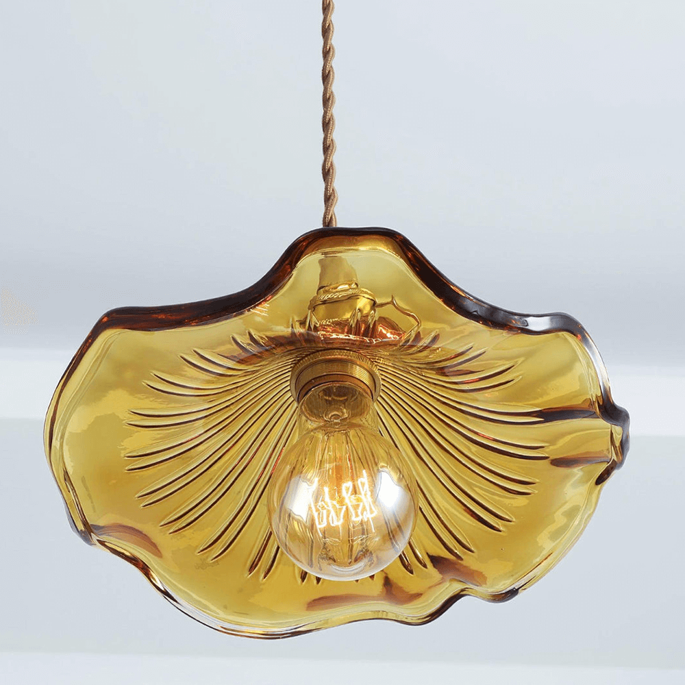 Hibiscus pendellampe, glas blomsterdesign lampe