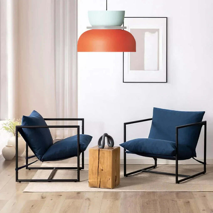 Moderne loftlampe i farveblokke med nordisk design