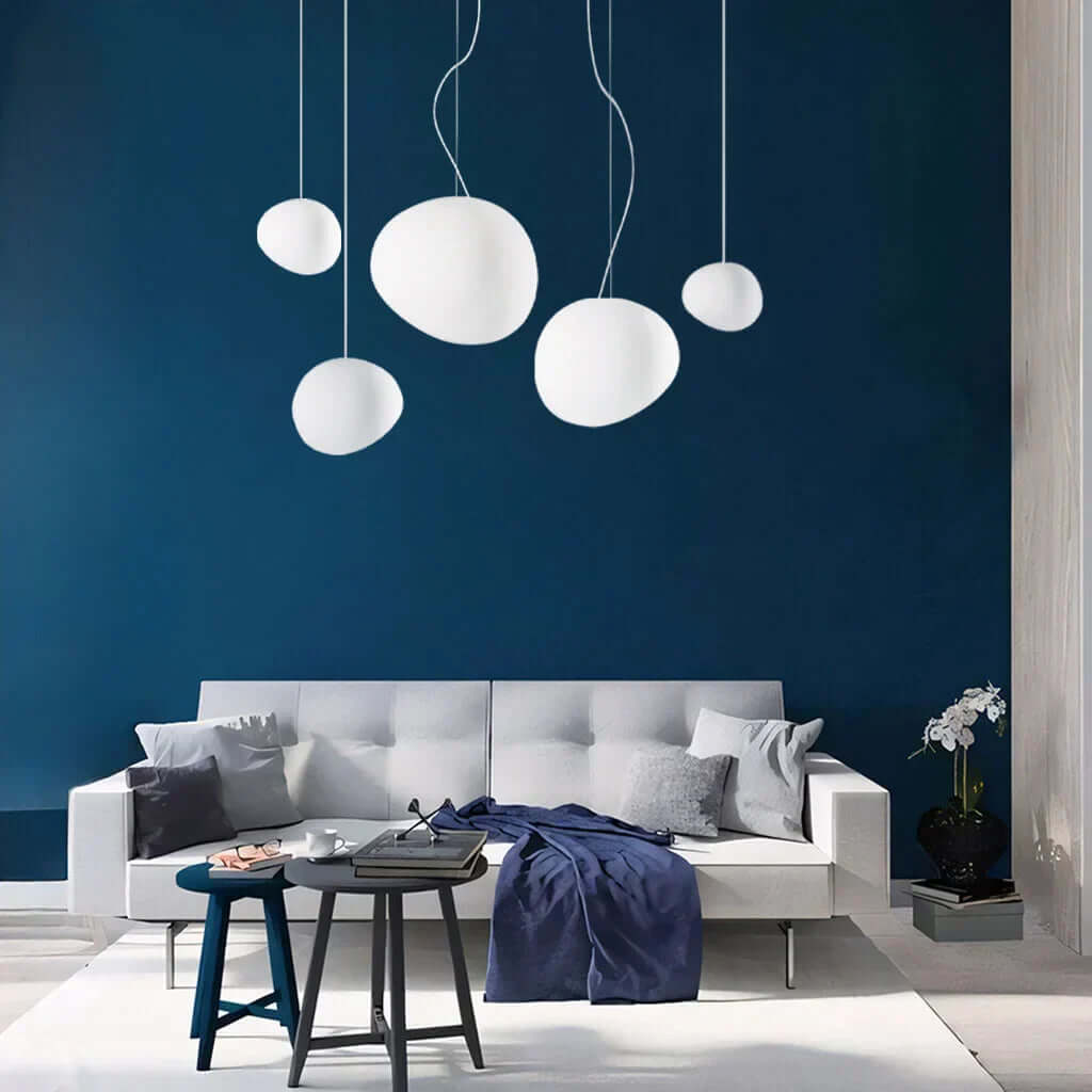 Moderne hvid pendel lampe i stenform