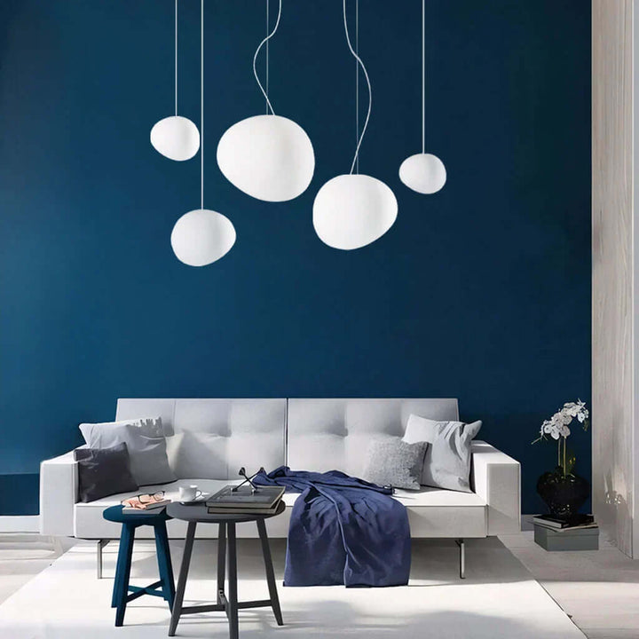 Moderne hvid pendel lampe i stenform