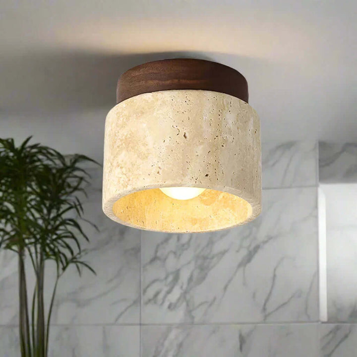 Moderne Japansk Stil Loftslampe Creme Farve