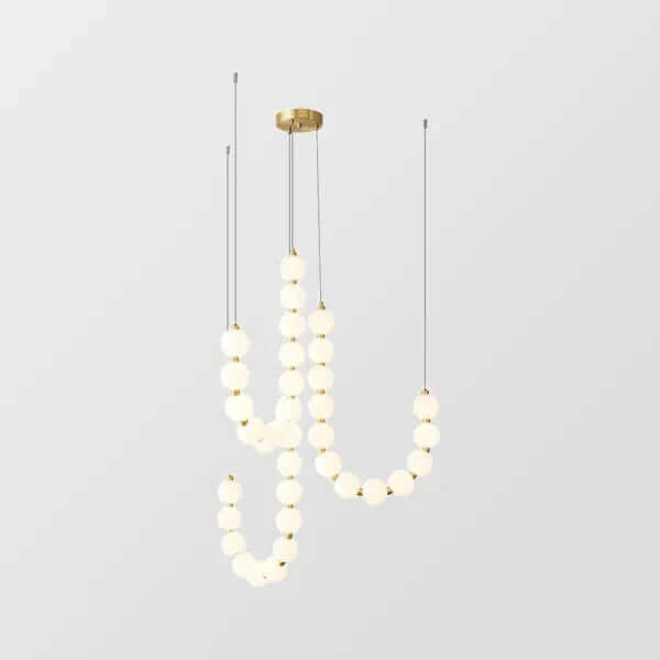 Moderne perle-pendellampe i hvid