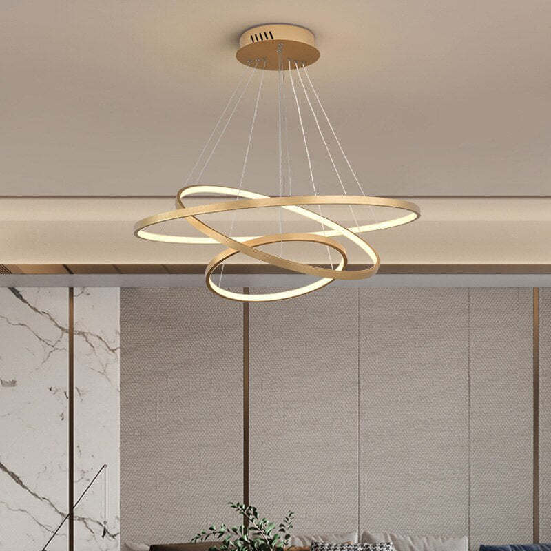 Moderne 3-ring LED loftslampe guld