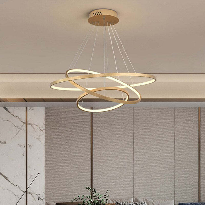 Moderne 3-ring LED loftslampe guld