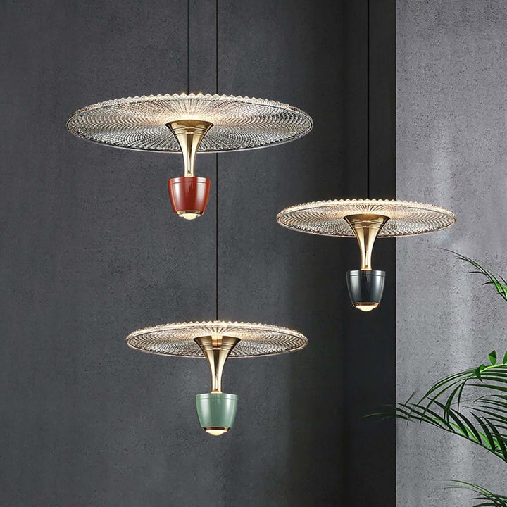 Moderne LED-vedhængslampe i diskform