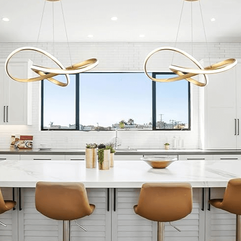 Moderne LED loftlampe i guld, Ø57cm