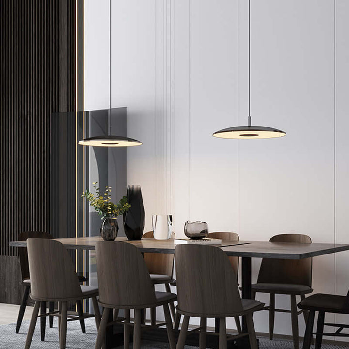 Moderne LED hængelampe i metal, nikkel finish