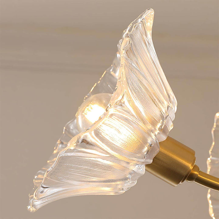 Glasblomsterkrone med messing og klar finish