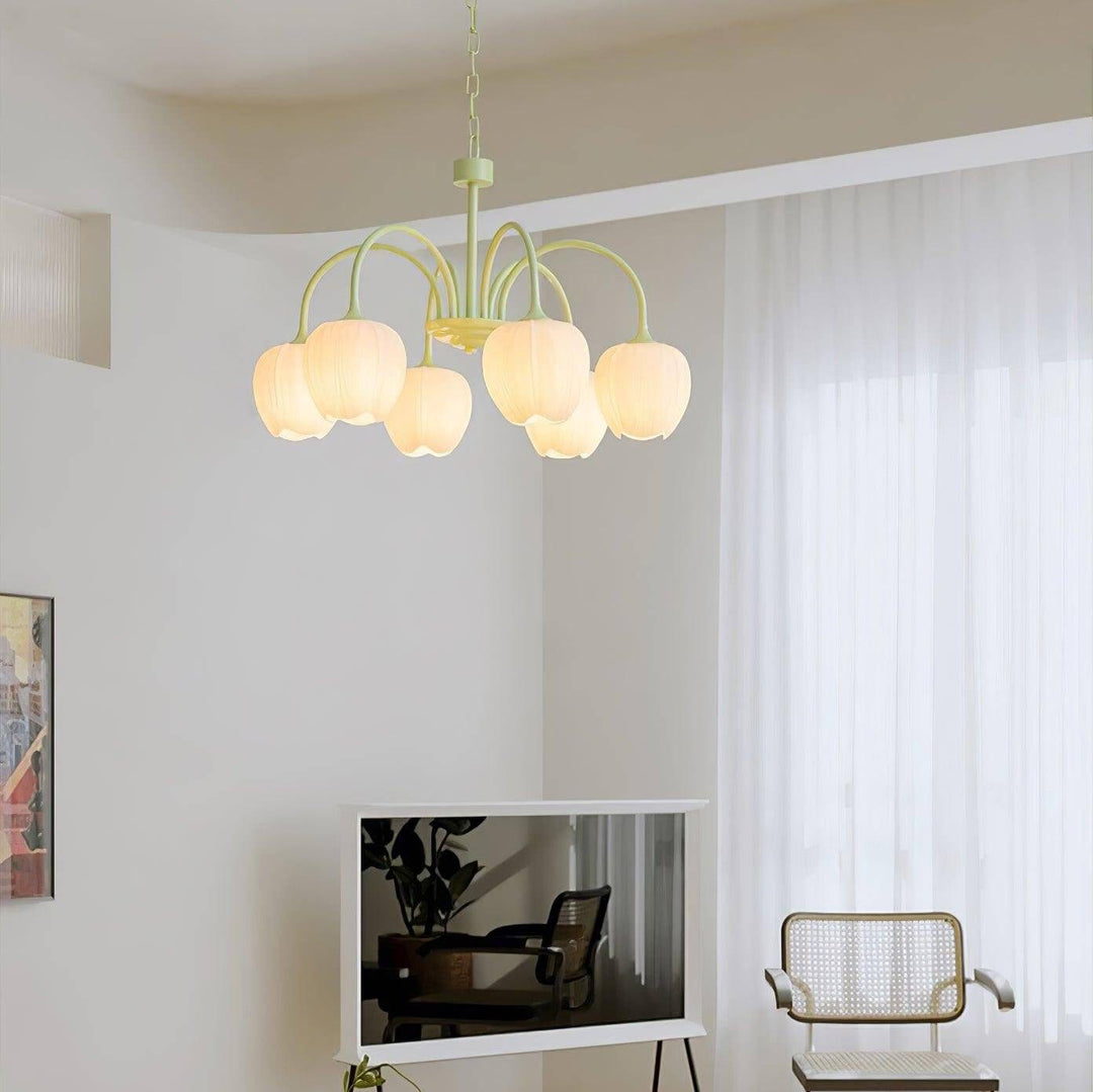 Moderne belysning med matcha-farvet glas