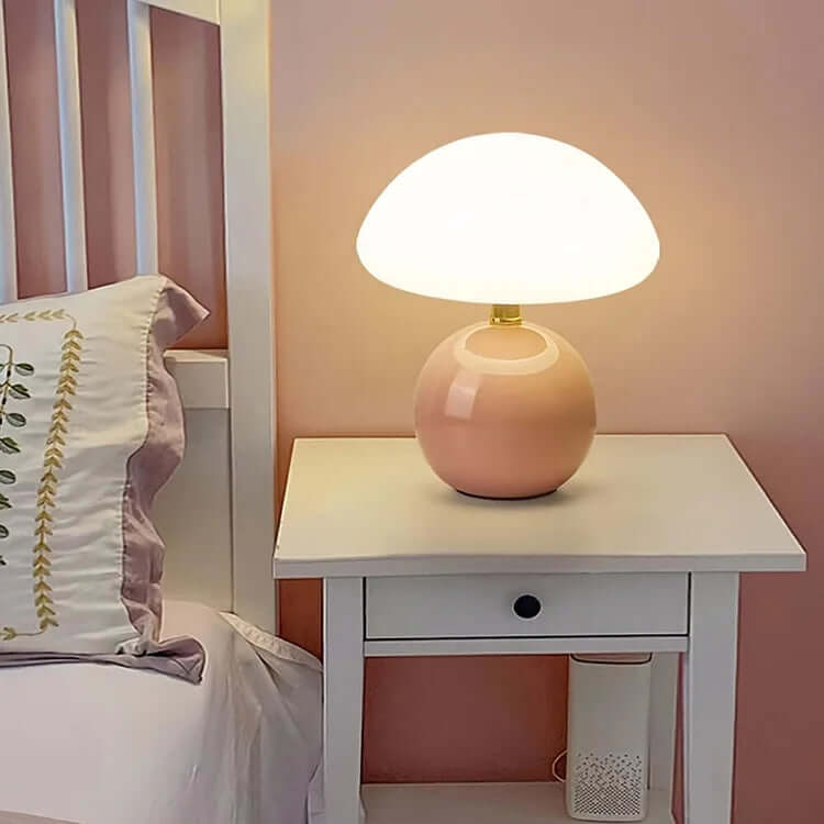 Keramisk svampe bordlampe, lyseblå